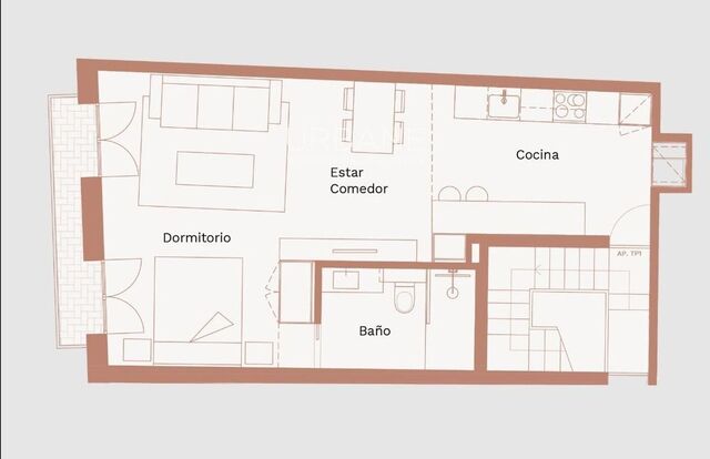 Apartament estudi totalment nou per llogar en un edifici completament reformat