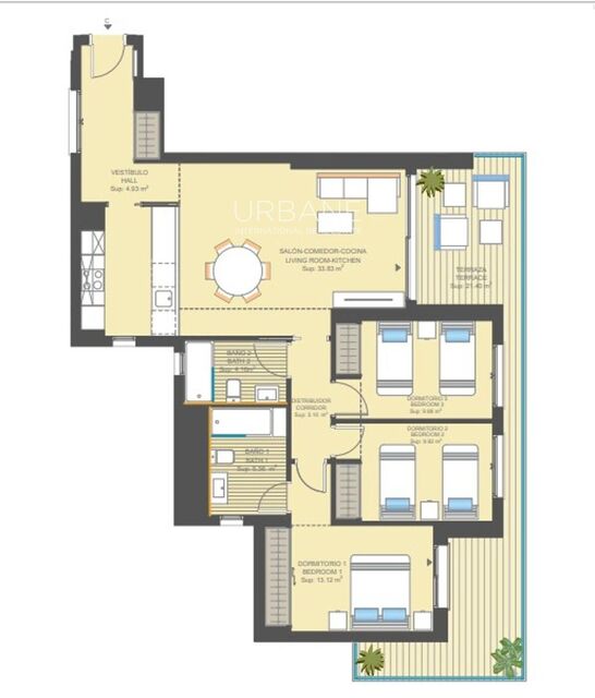 Impresionante Apartamento de 3 Dormitorios en Seagardens con Piscinas y Jardines