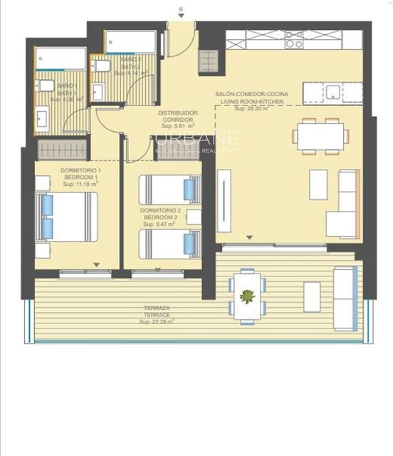 Beeindruckende 2-Zimmer-Wohnung in Seagardens mit Pools und Gärten