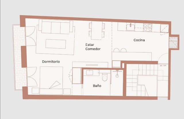 Komplett renovierte Wohnung zur Miete in Barcelona, von 52 m2, mit 1 Schlafzimmer, 1 Bad, Balkon, Aufzug und Klimaanlage.