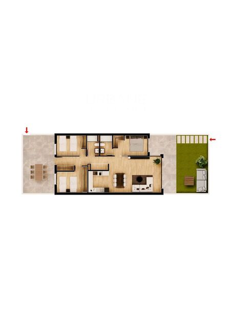 À Vendre : Appartement moderne de 3 chambres avec jardin privé et piscines communautaires.