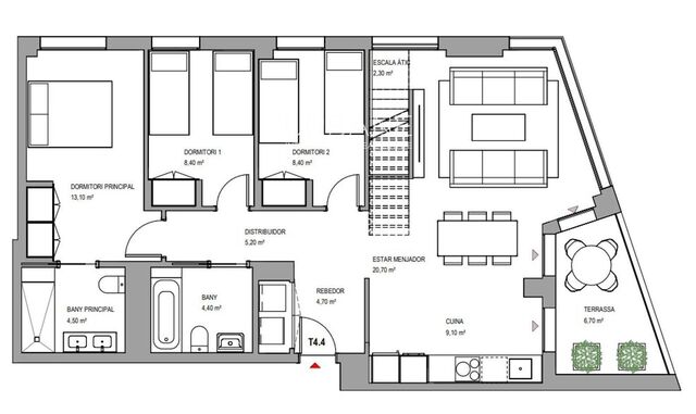 Appartement exclusif de 3 chambres avec 106 m² de terrasse et vue sur la mer à Badalona