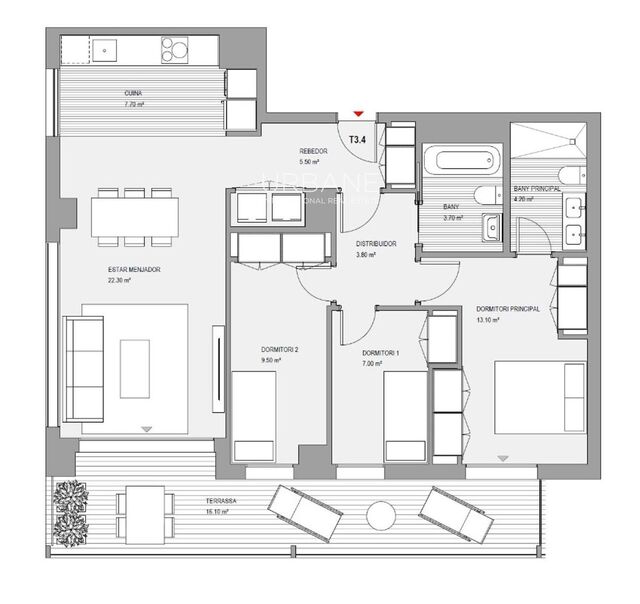 Modernes 3-Zimmer-Wohnung mit Terrasse am Strand in Badalona