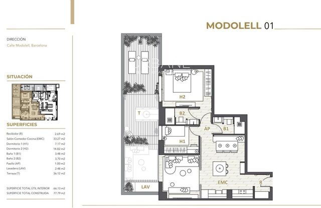 Vivienda Contemporánea con Terraza en Galvany — 77,79 m²