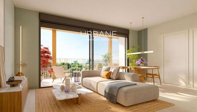 Elegante apartamento de obra nueva de 58,27 m² con 1 dormitorio, terraza y piscina en la azotea en Montjuïc